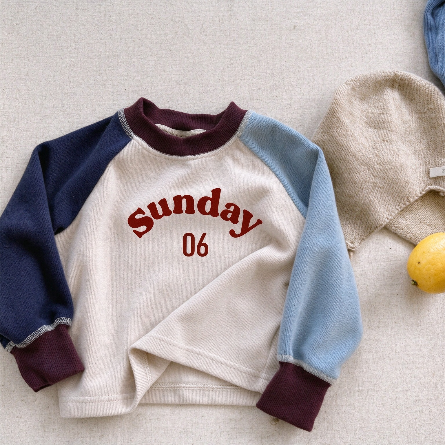 Kids Raglan Sleeve Color Blocking Stripe Sweatshirt