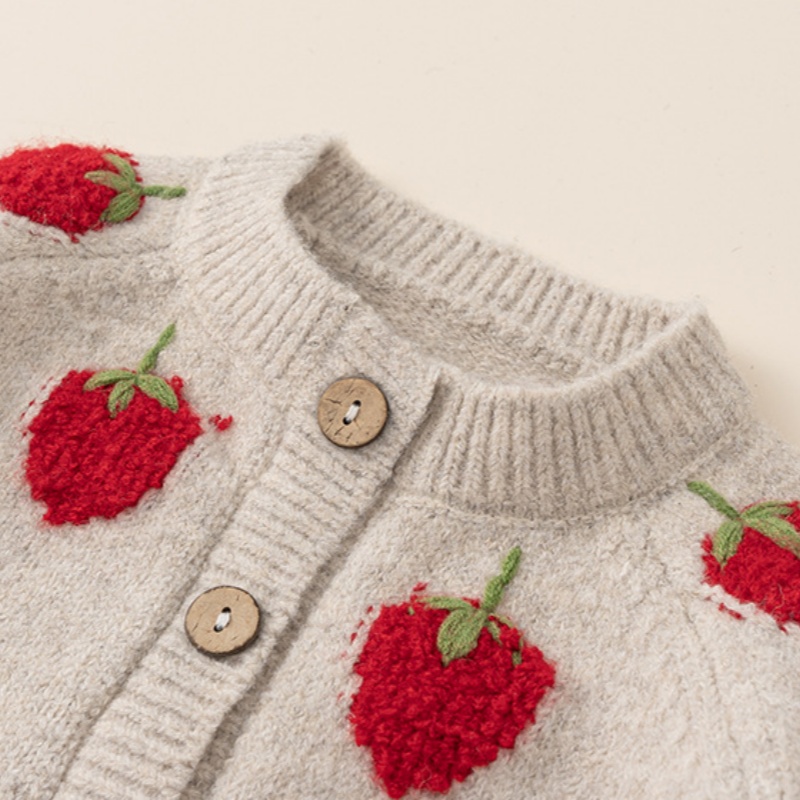 Toddler Girls Cute Strawberry Cardigan Sweater