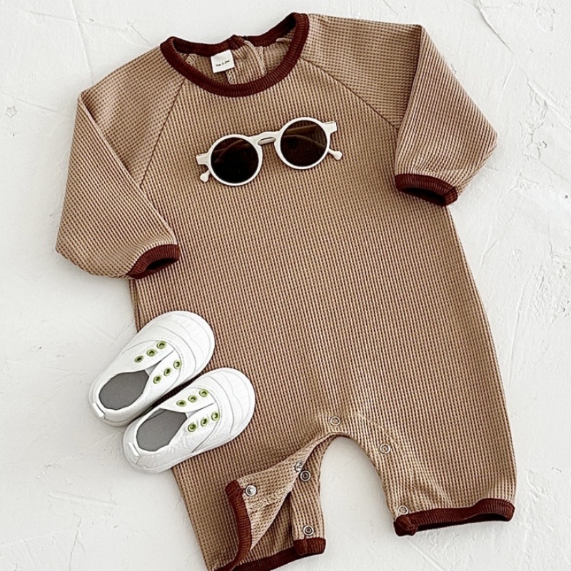Baby Newborn Waffle Colorblock Romper