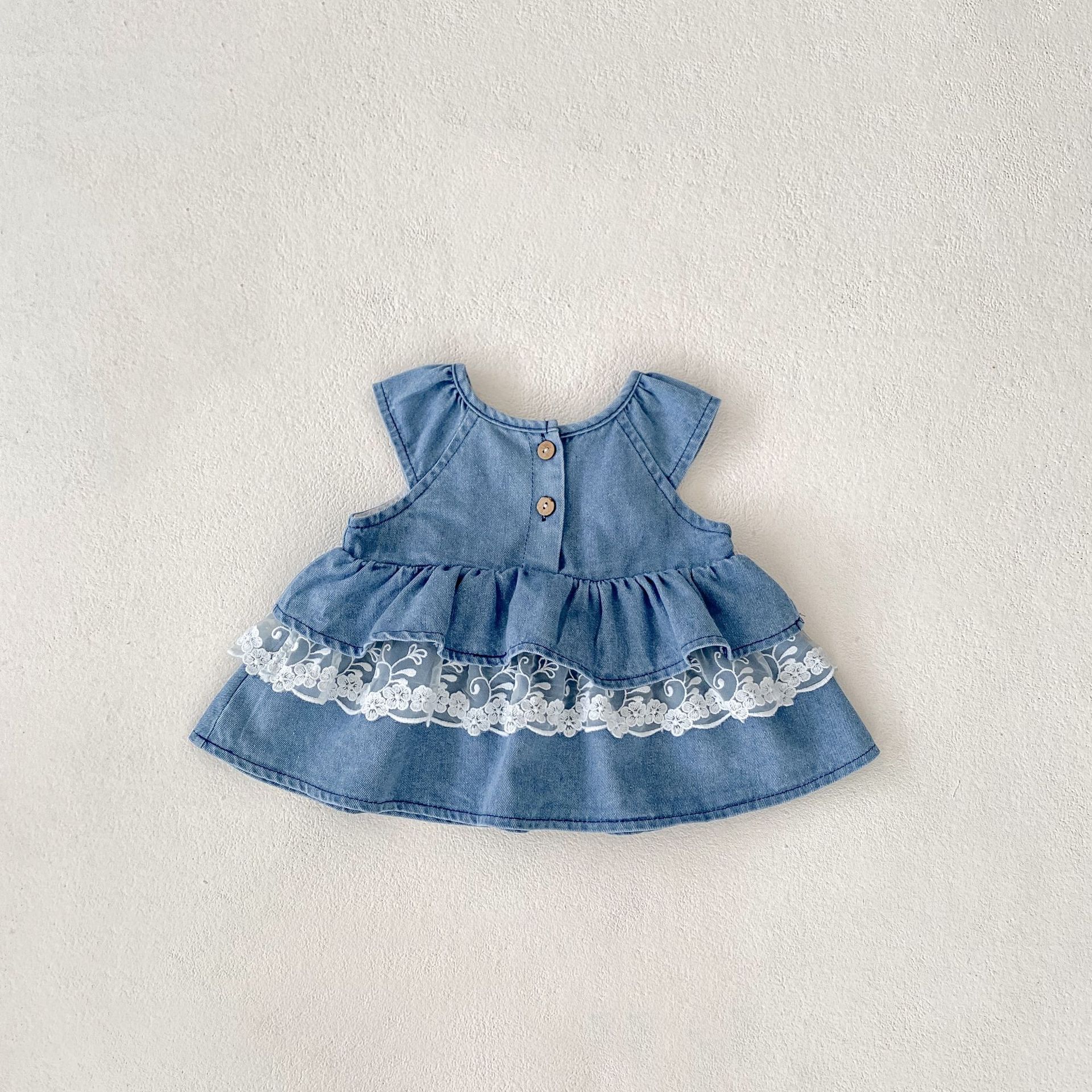 Baby Bow Tie Denim Dress and Shorts Set