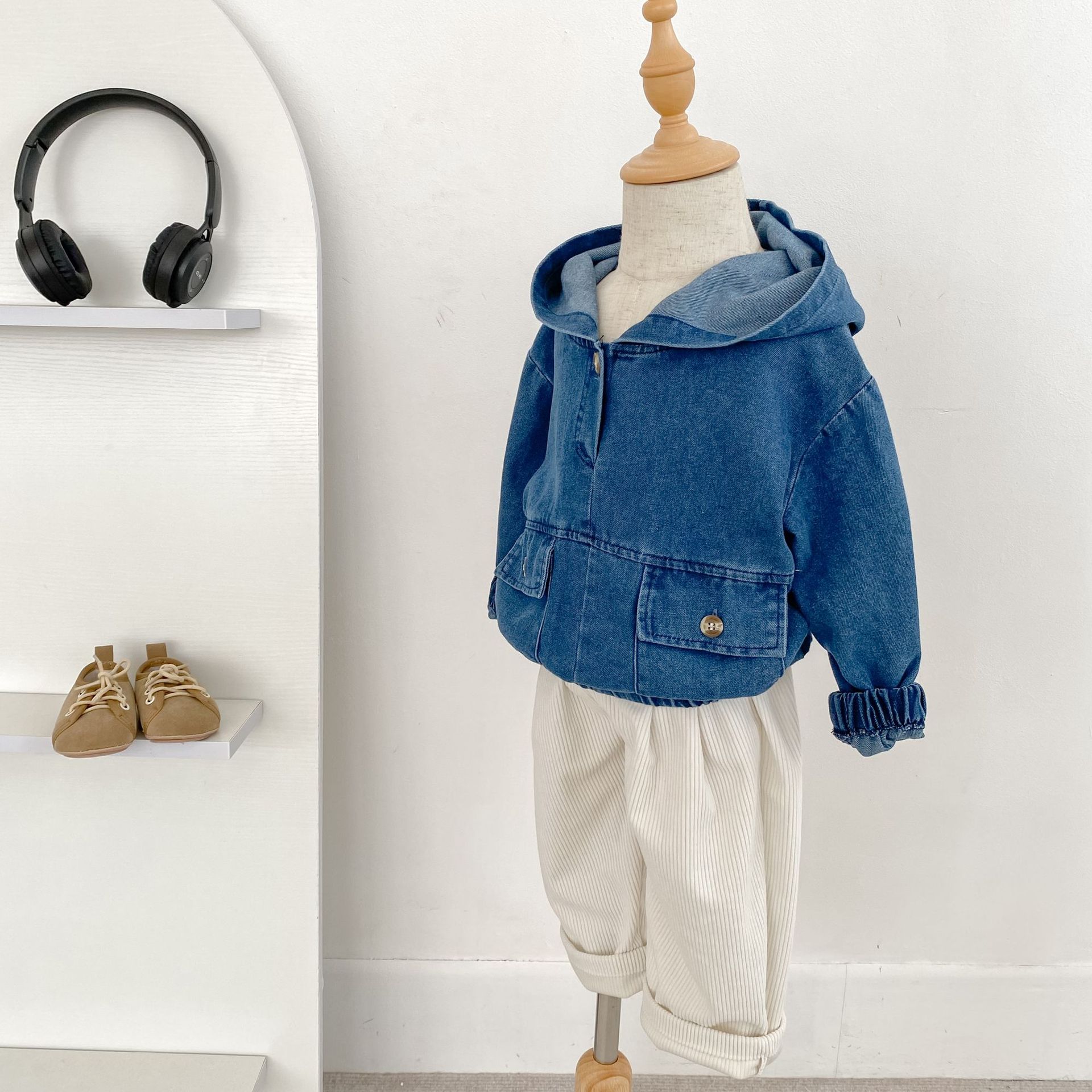 Baby & Kids Denim Hooded Pullover Jacket