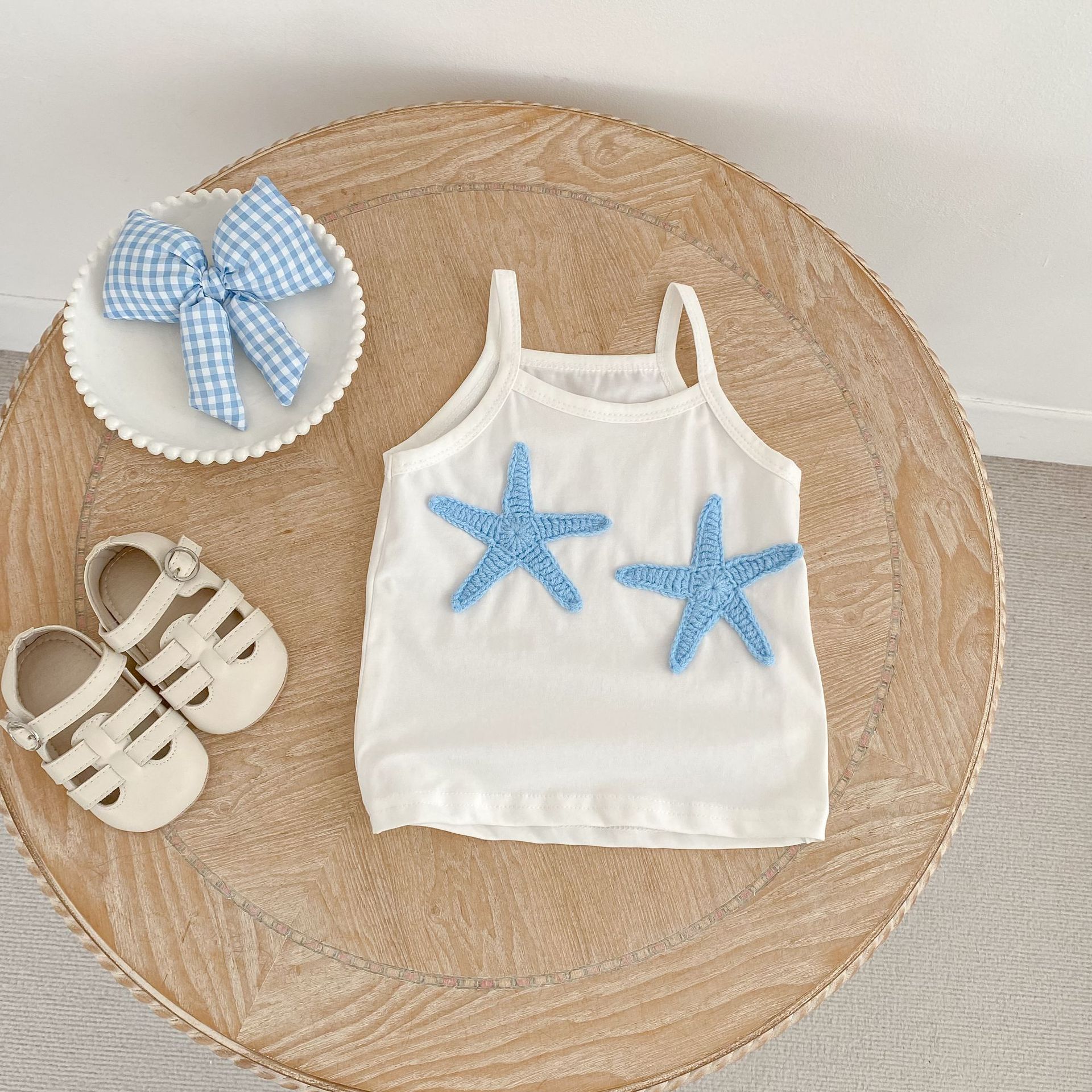 Baby& Kid Star suspenders Top and Plaid Pants Set