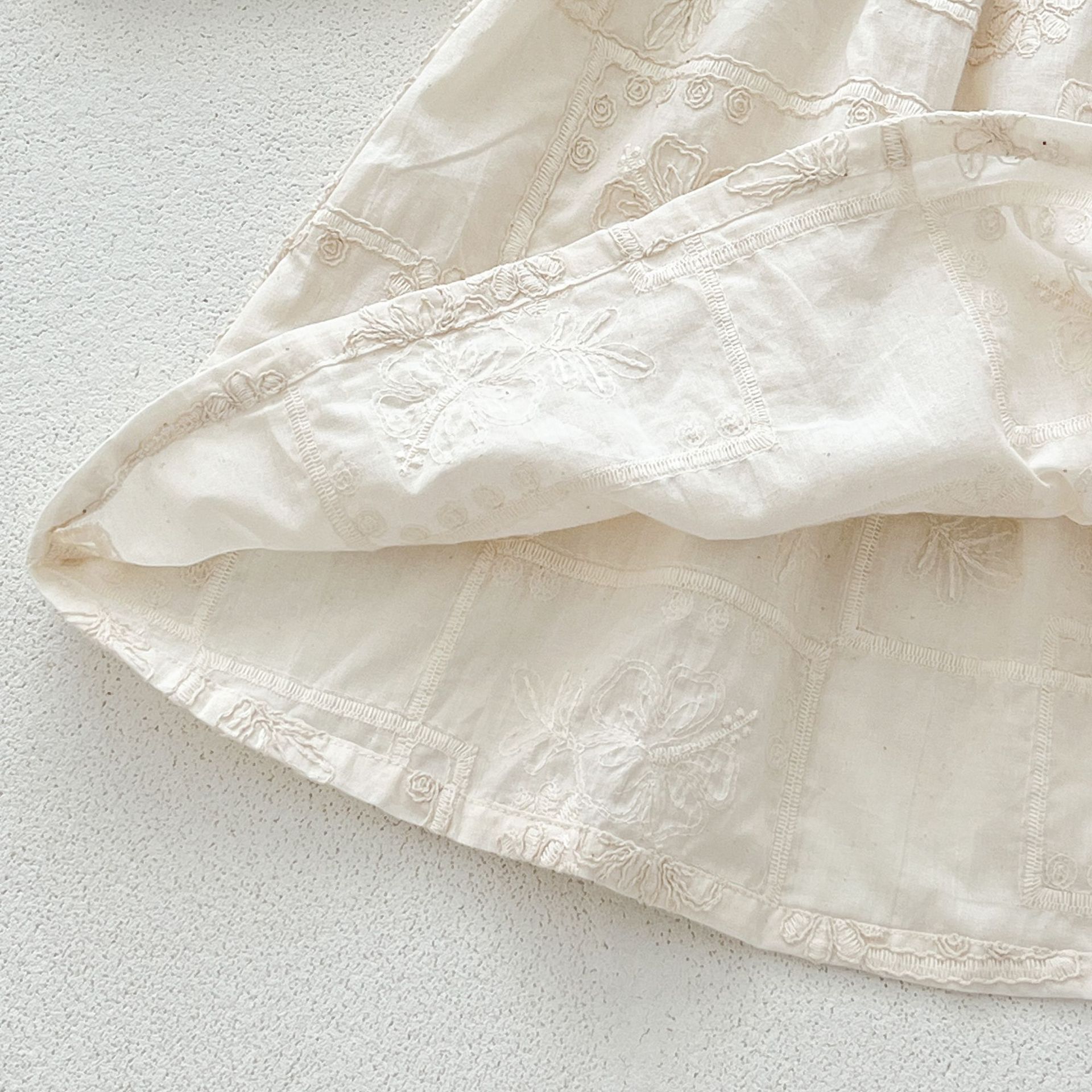 Baby Embroidered Floral Lapel Collar Dress