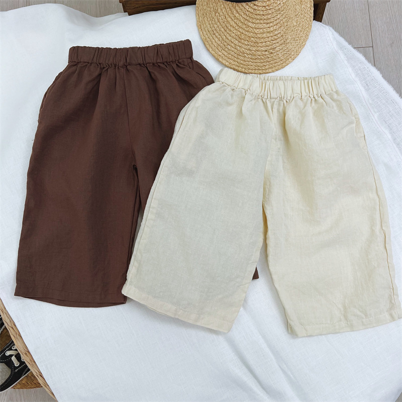 Kids Solid Color Straight Leg Pants