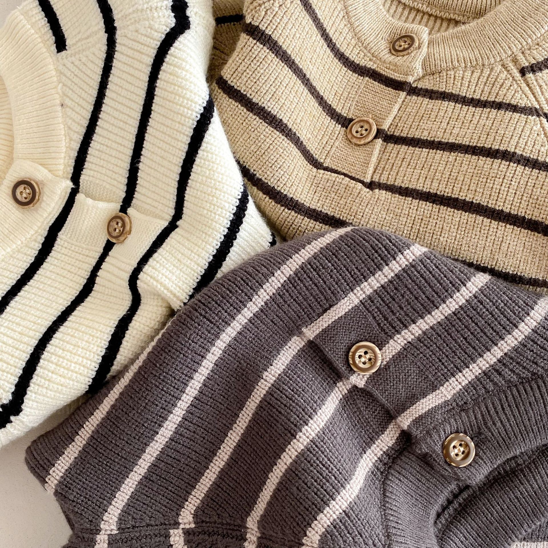 Baby Striped Sweater Overalls Set