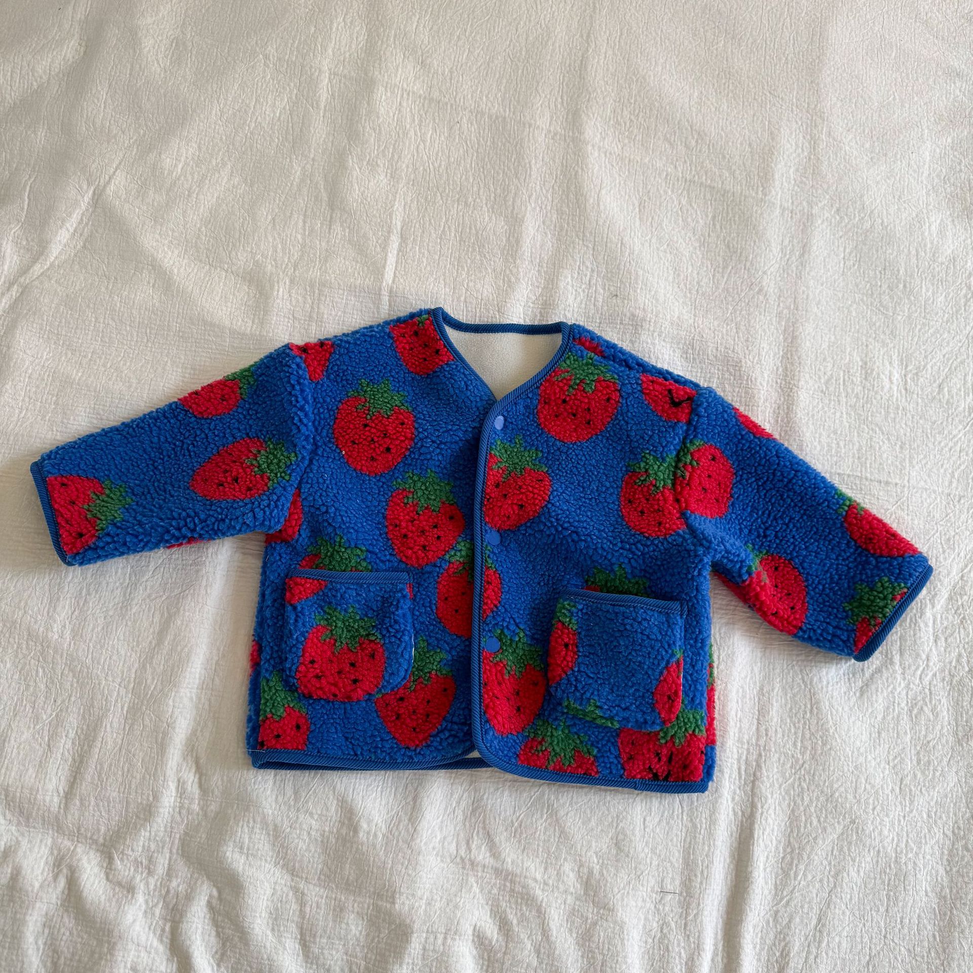 Kids Fruit Animals Print Lambswool Outerwear
