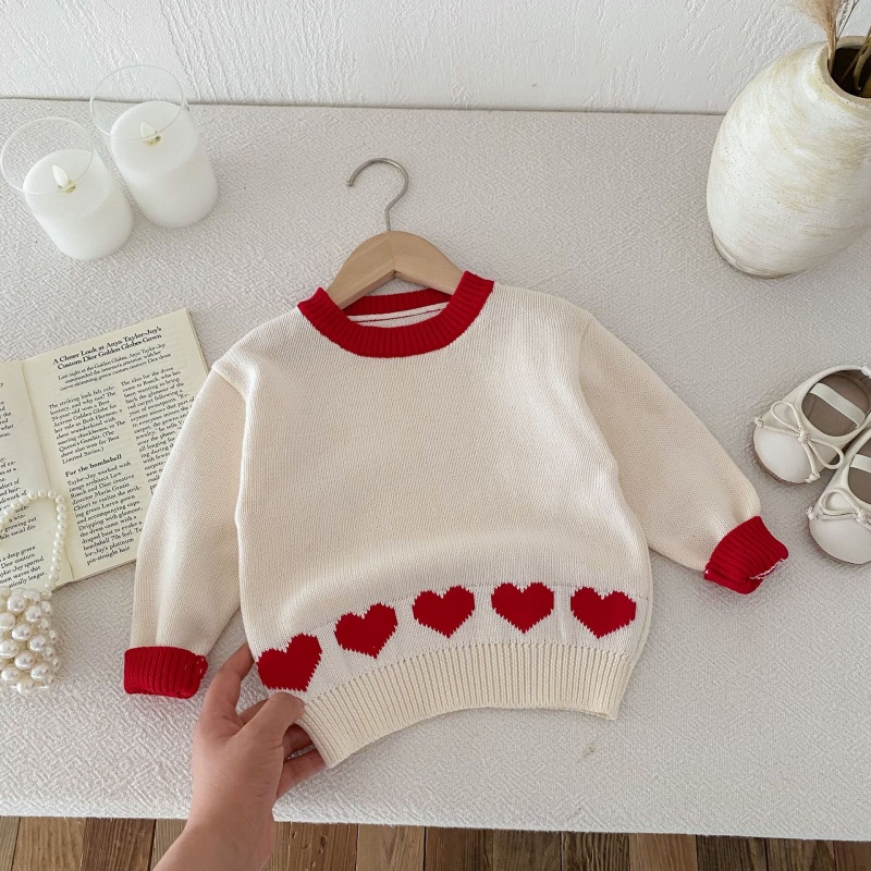 Baby Toddler Girls Heart-Print Color-Block Sweater