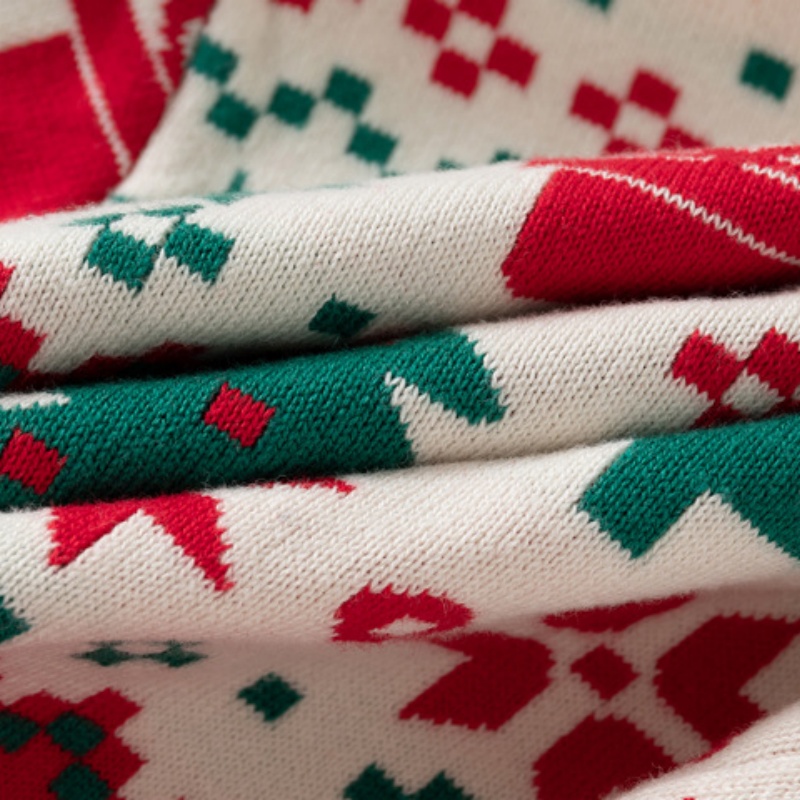 Kids' Christmas Print Color-Block Sweater