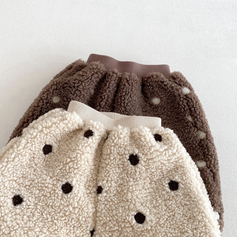 Baby Toddler Fleece-Lined Polka Dot Shearling Pants