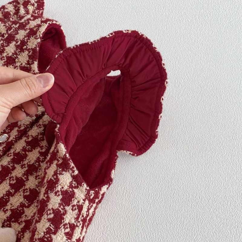 Baby Kids' Girls Christmas Checkered Bird Vest Dress