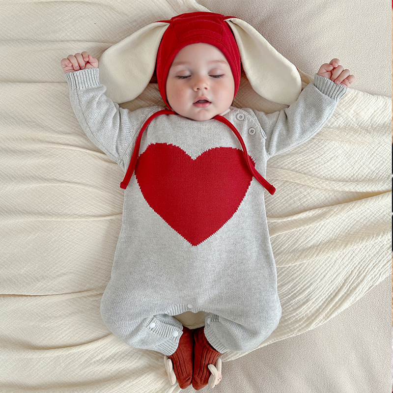 Baby Heart Knitted Romper
