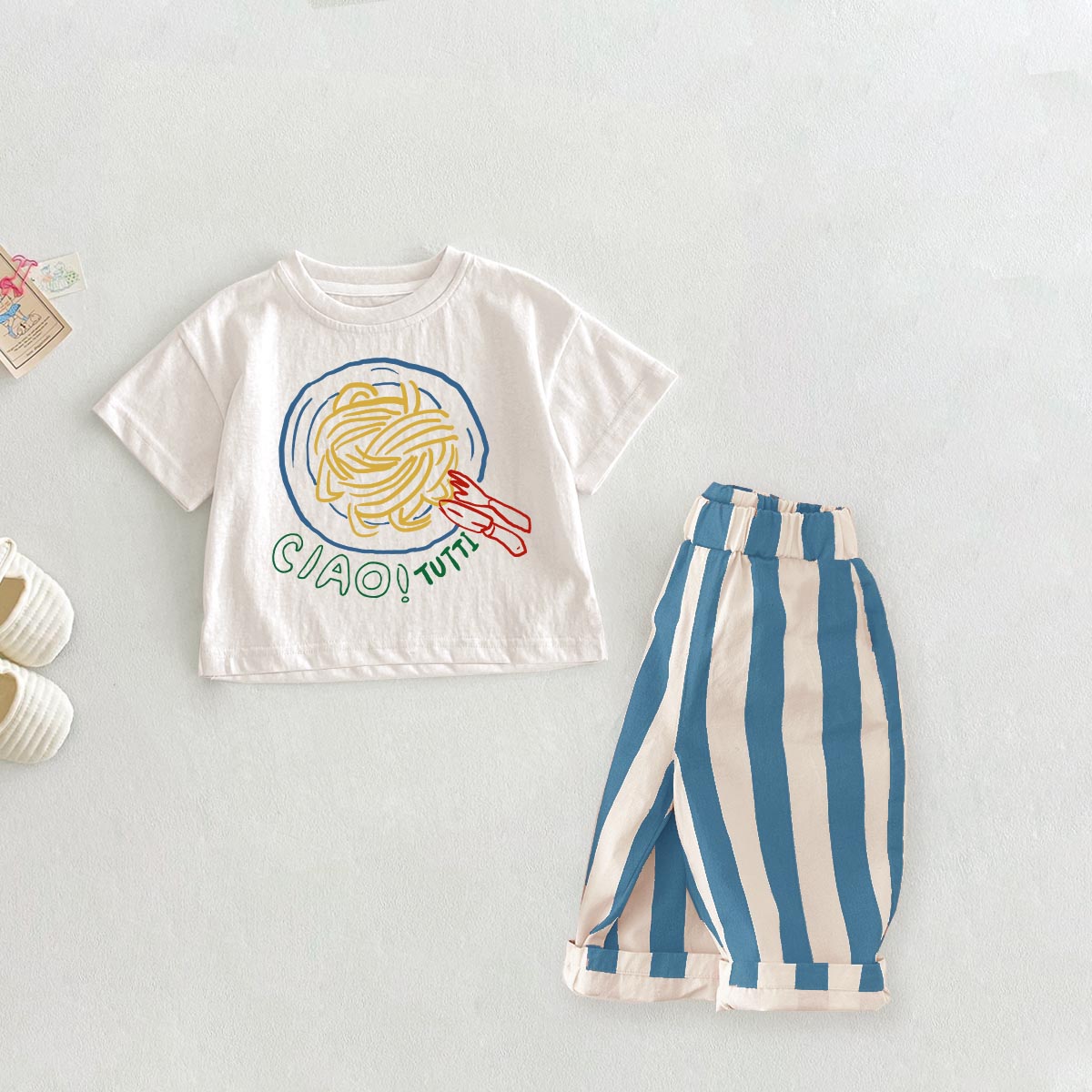 CIAO TUTTI Slogan Baby 2-Piece Pasta Pattern Set