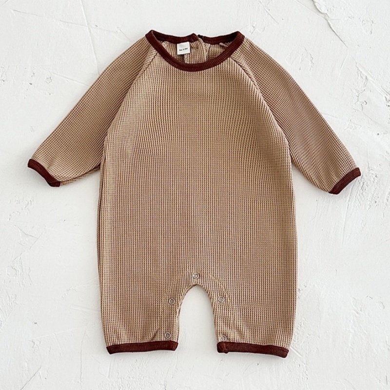 Baby Newborn Waffle Colorblock Romper