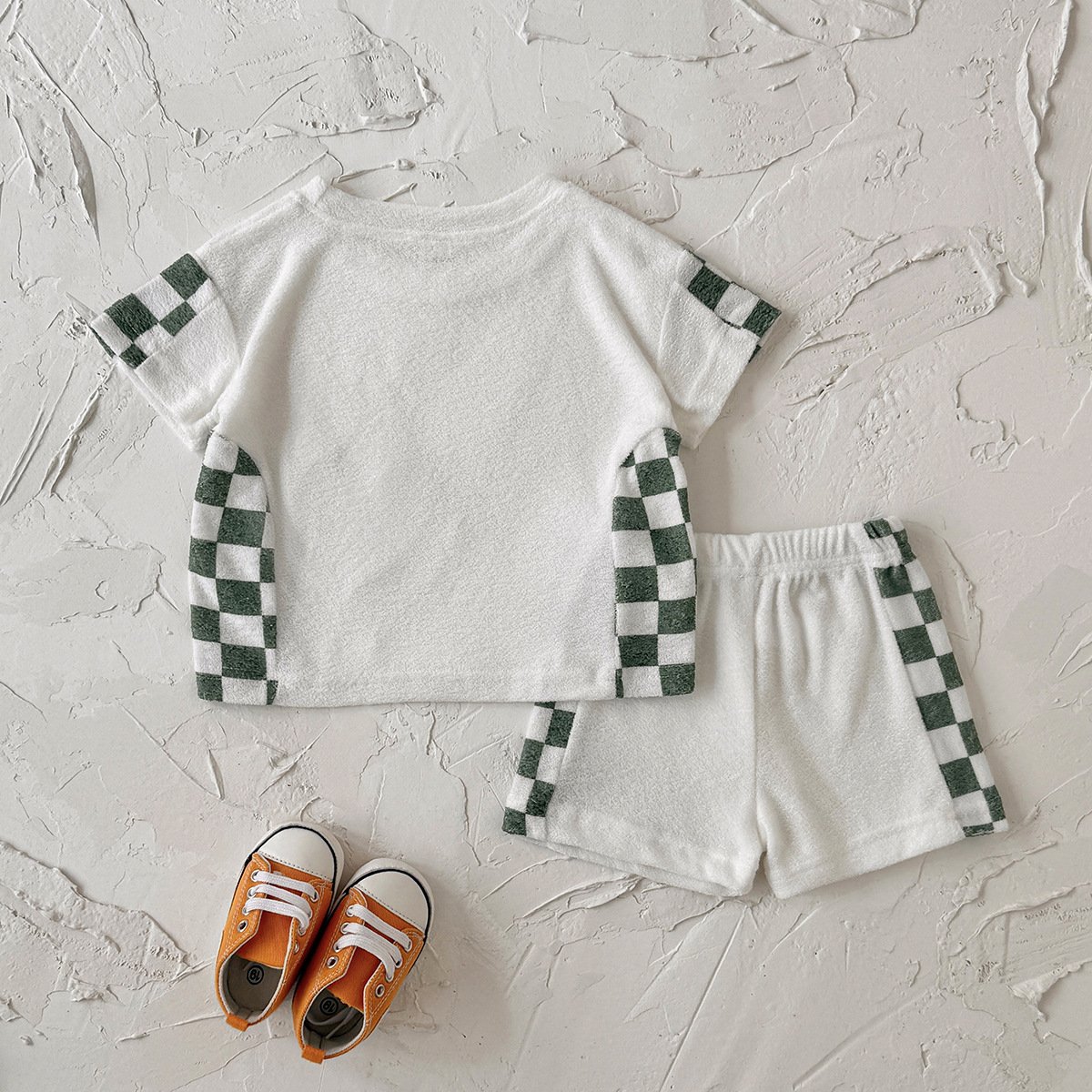 Baby Terry Plaid Top & Shorts Set