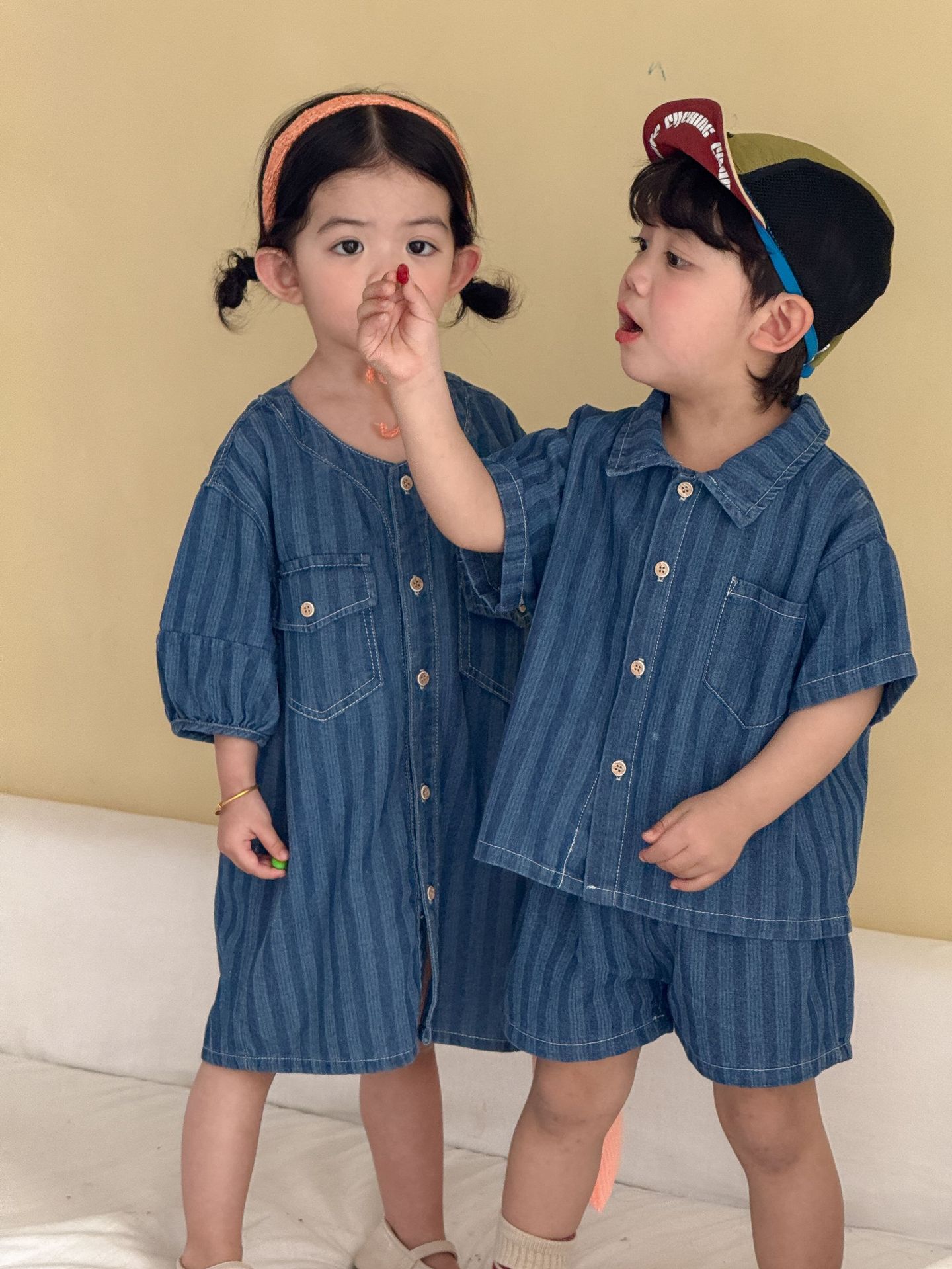 2-Piece Toddler Denim Striped Set & Dress
