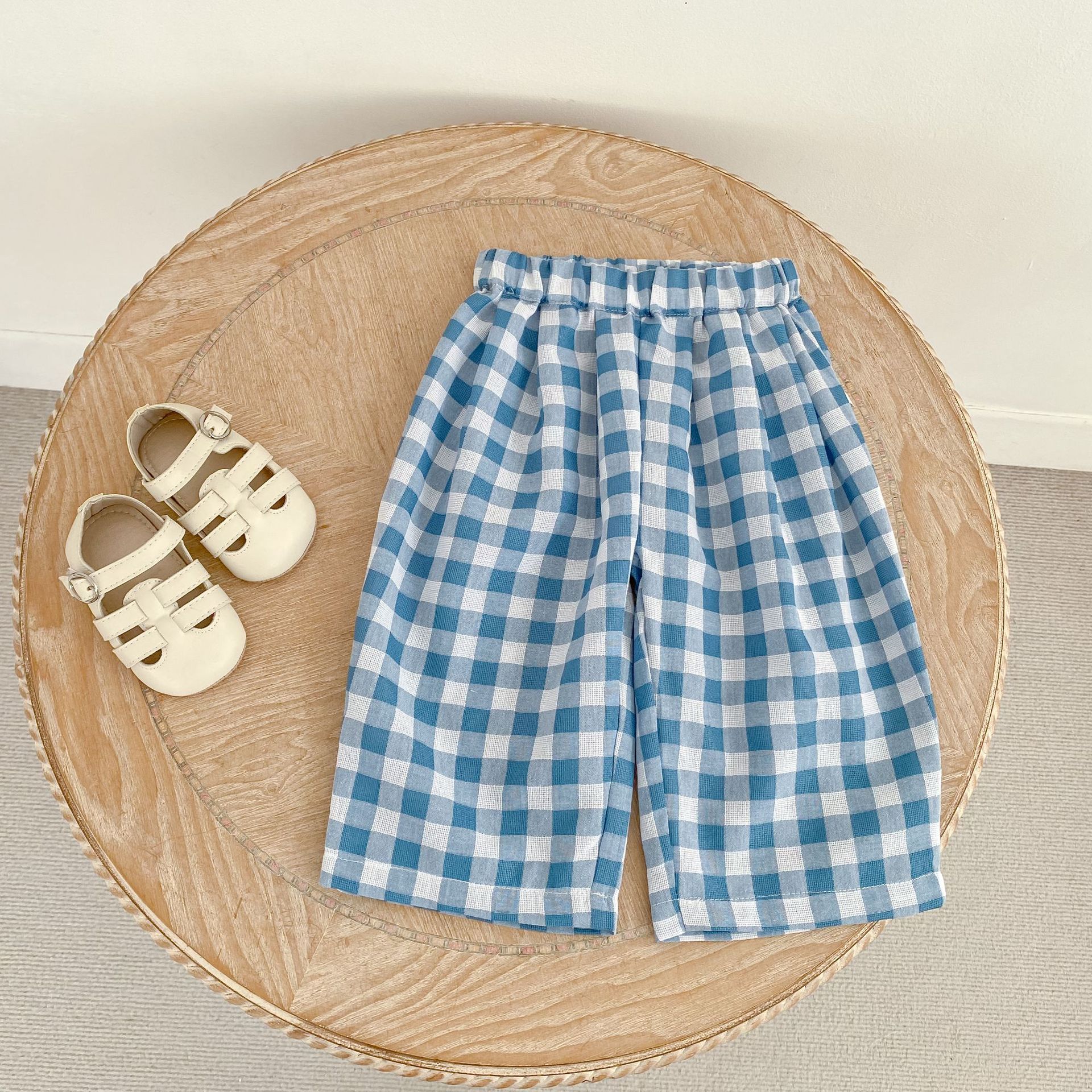 Baby& Kid Blue White Plaid Pants