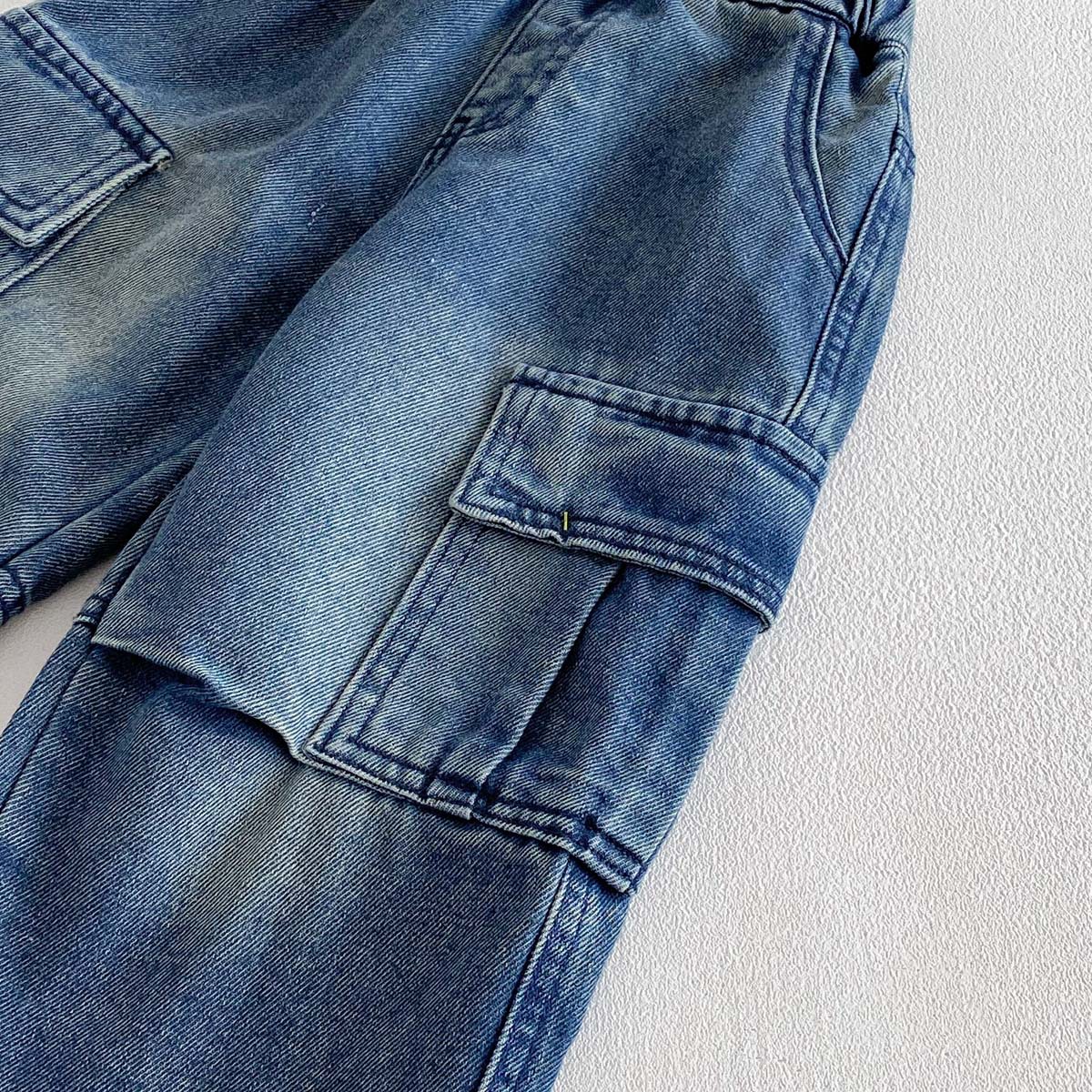 Kids Large Pocket Workwear Hole Jeans