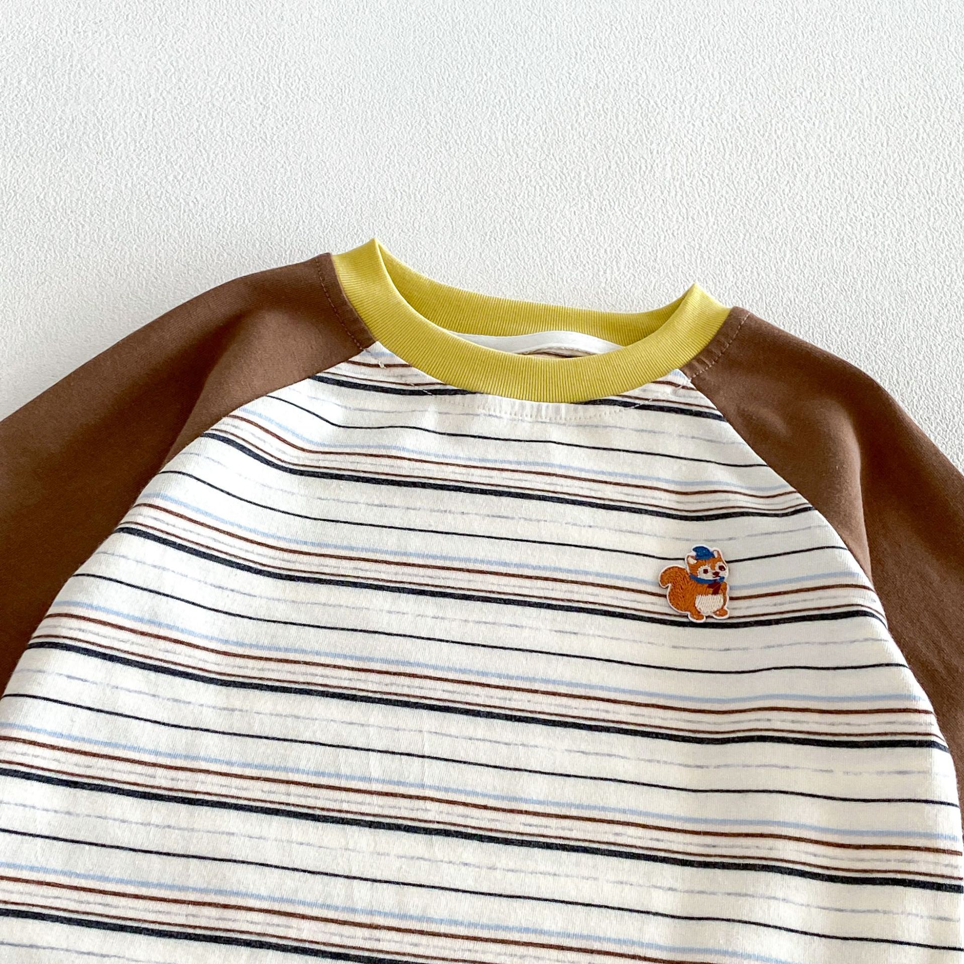 Kids Contrasting Colors Stripe Animal T-shirt