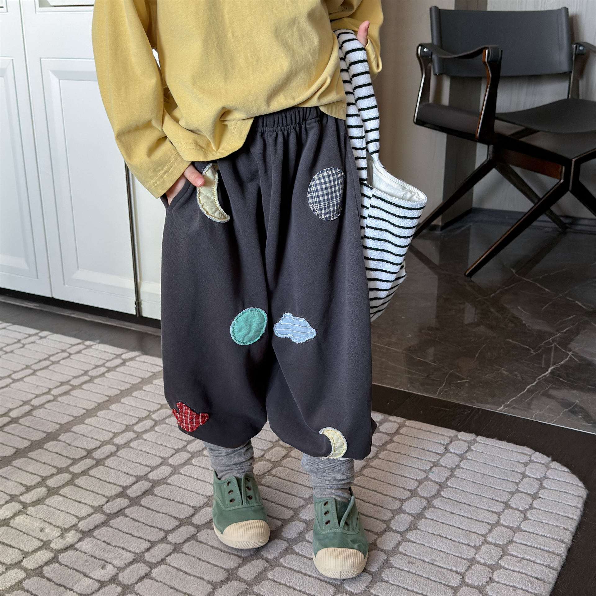 Kids Moon Plaid Casual Pants
