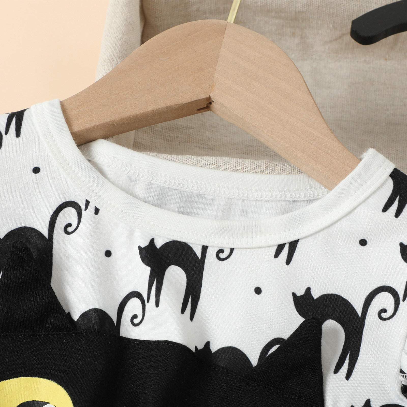 Kids Halloween Cat Long Sleeve Mesh Dress