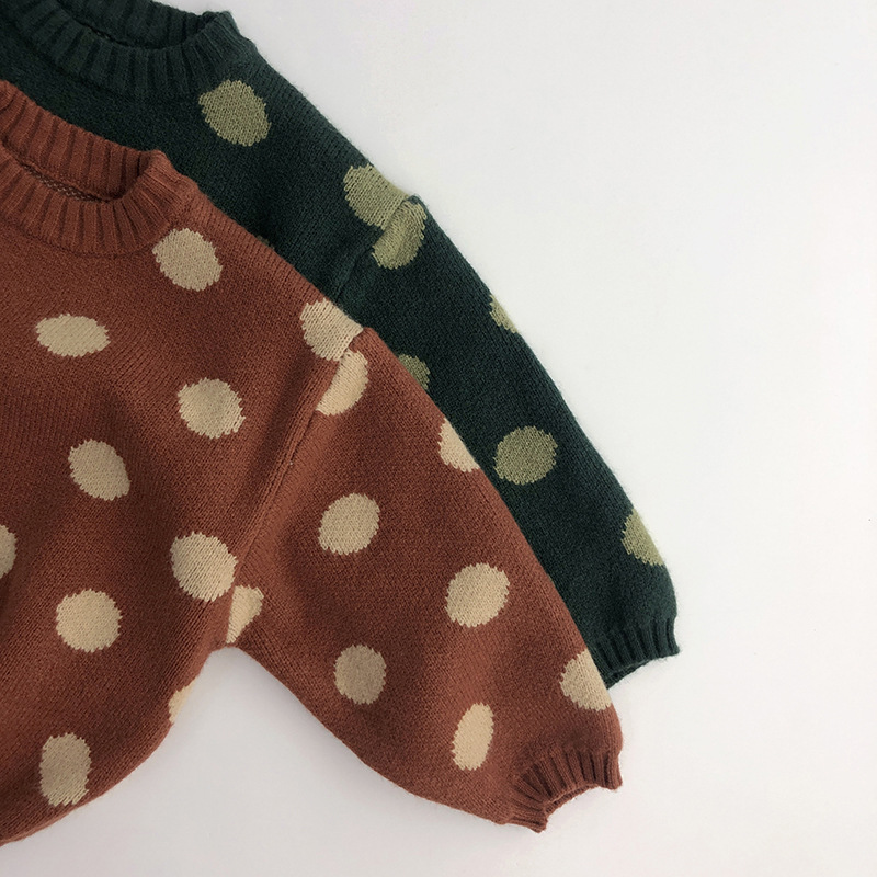 Kids Polka Dots Retro Knitted Sweater
