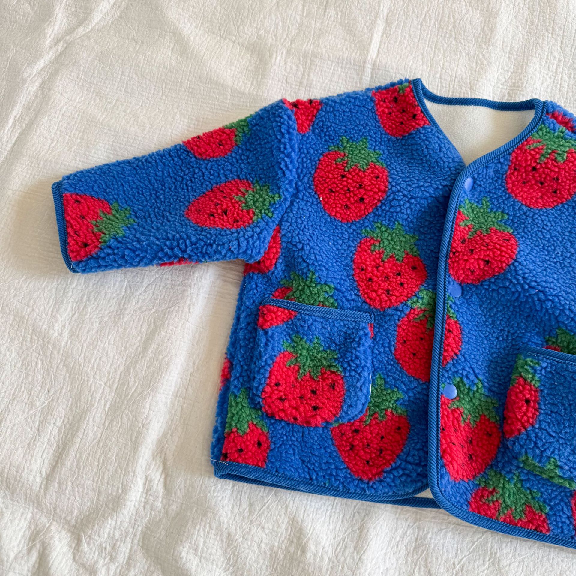 Kids Fruit Animals Print Lambswool Outerwear