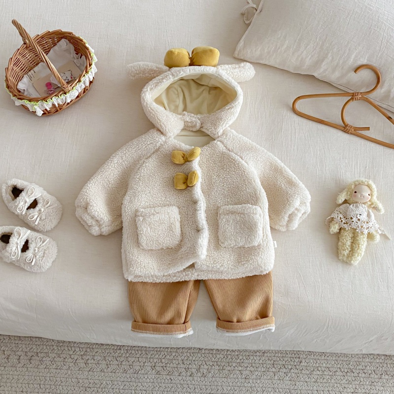 Baby & Kids' Girls' Bow-Tie Lambswool Outerwear