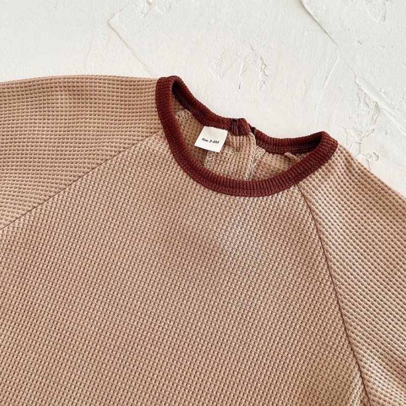 Baby Newborn Waffle Colorblock Romper