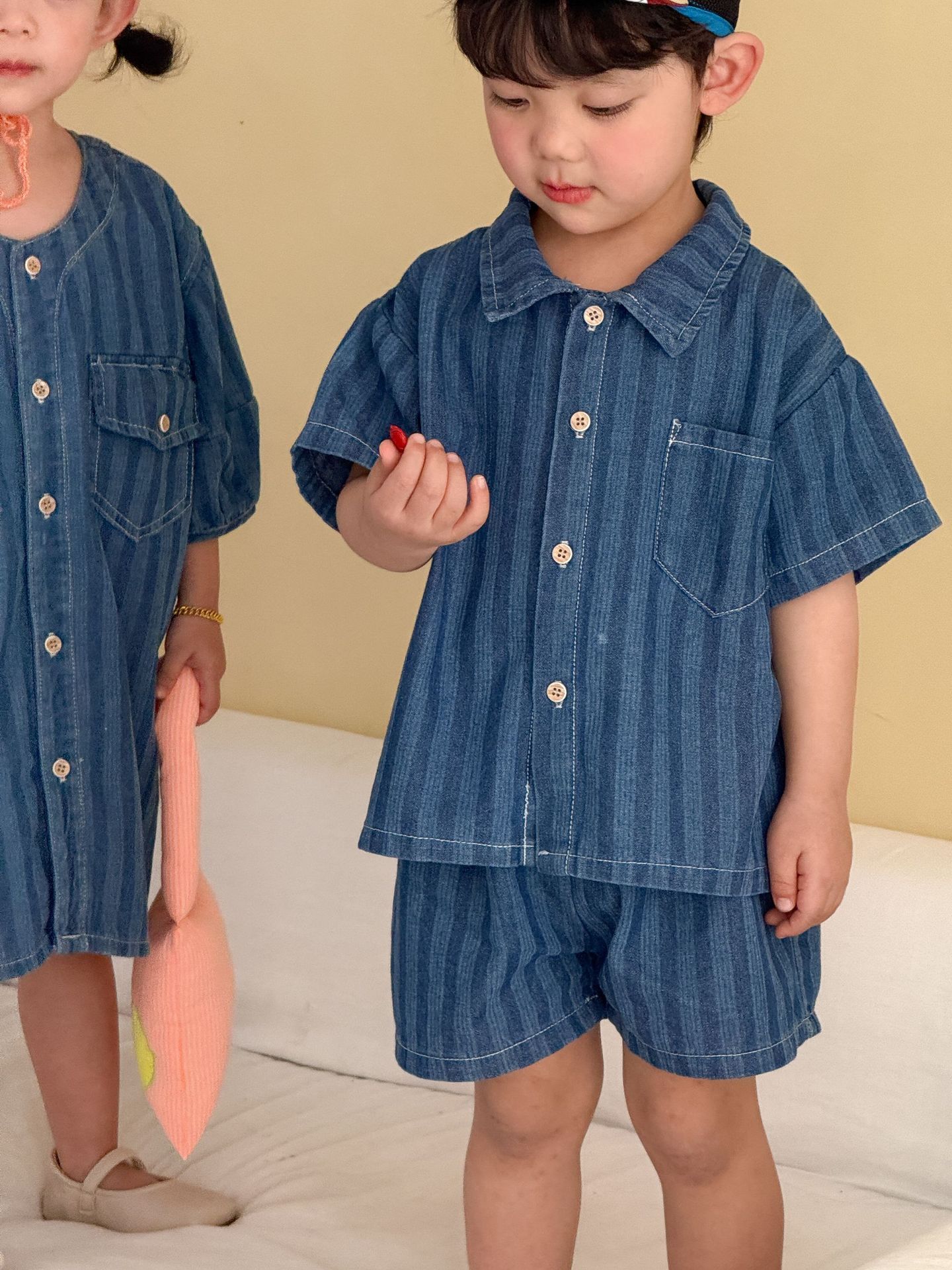 2-Piece Toddler Denim Striped Set & Dress