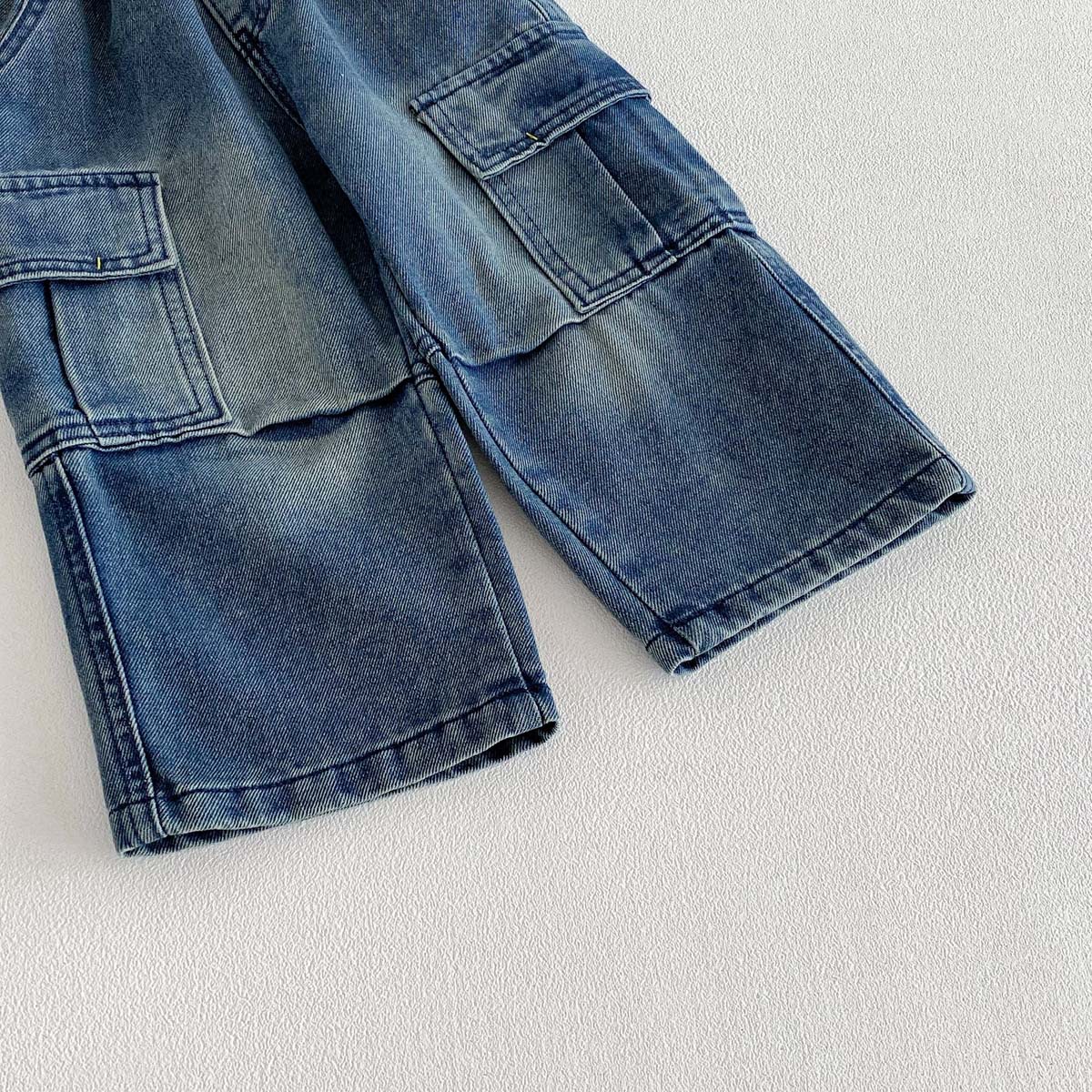 Kids Large Pocket Workwear Hole Jeans