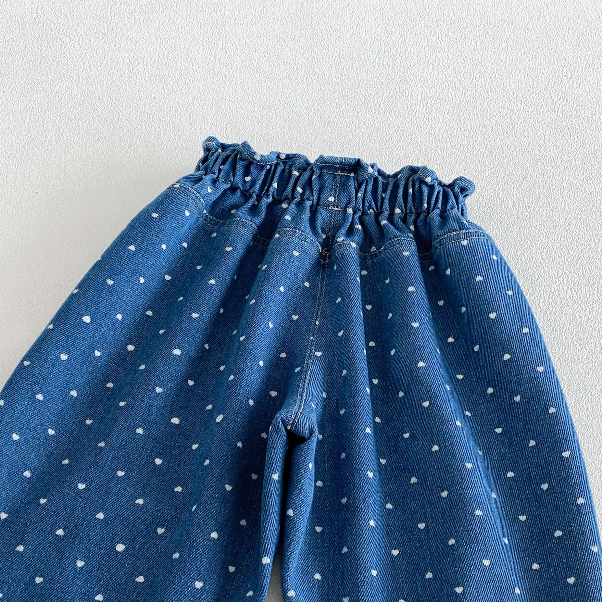 Kids Heart Cherry Print Denim Pants