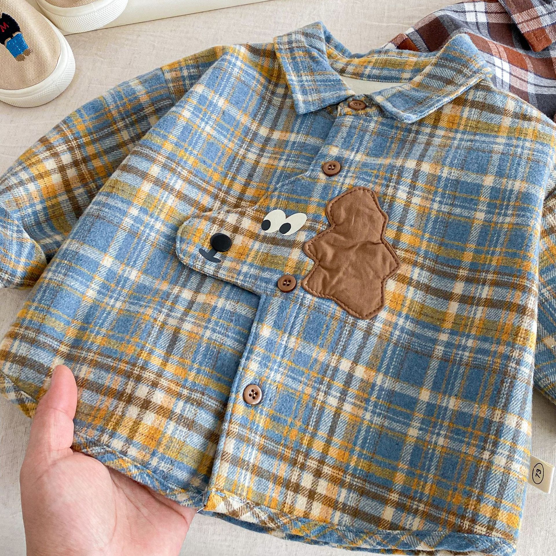 Baby & Kid Checkered Dog Fleece Outerwear