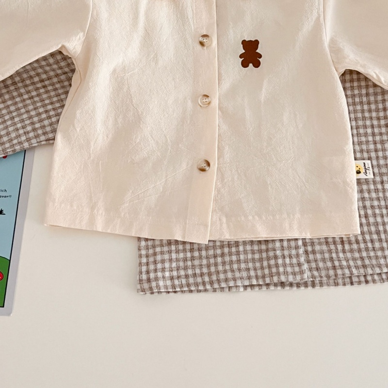 Baby doll collar shirt & workwear overall