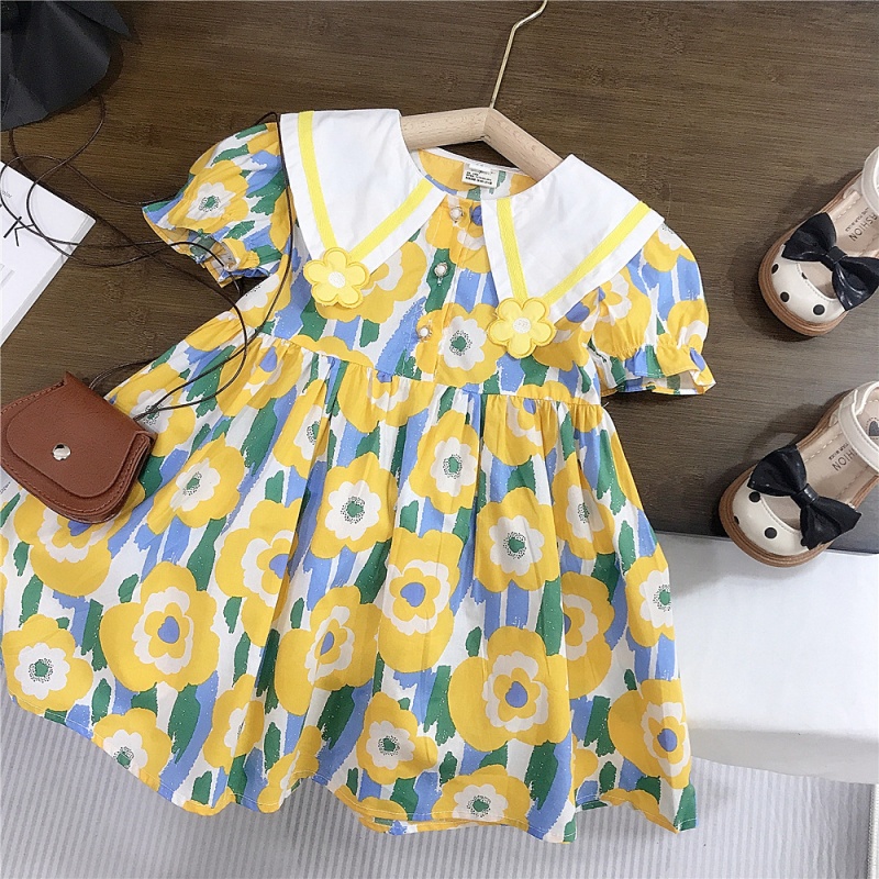 Baby Toddler Girl Yellow Flower Printed Dress