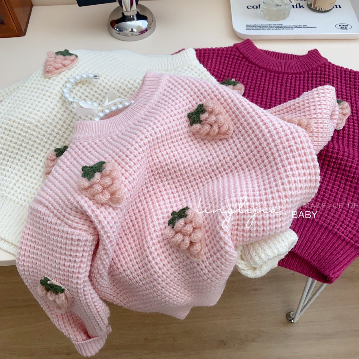 Toddler Girl Strawberry Warm Sweater