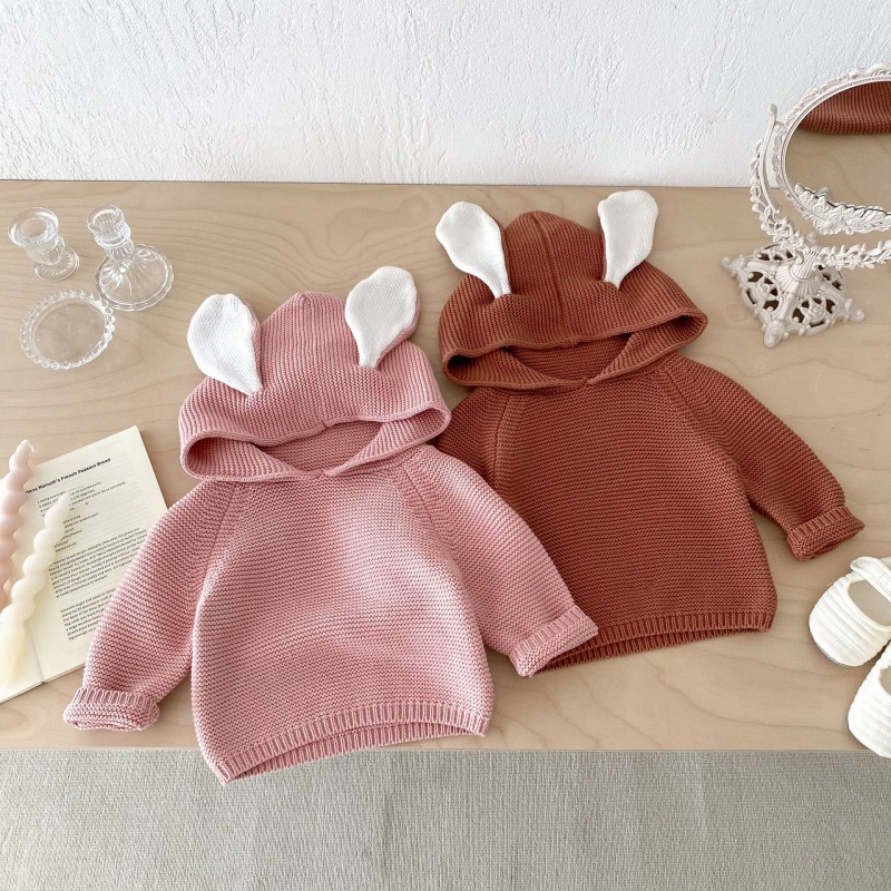 Baby Toddler Rabbit Ear Hooded Knitted Top