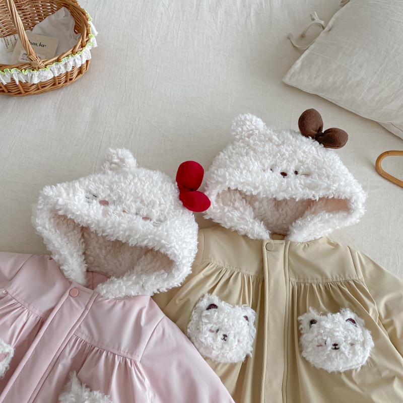 Baby Kids' Girl Fuzzy Cat Outerwear