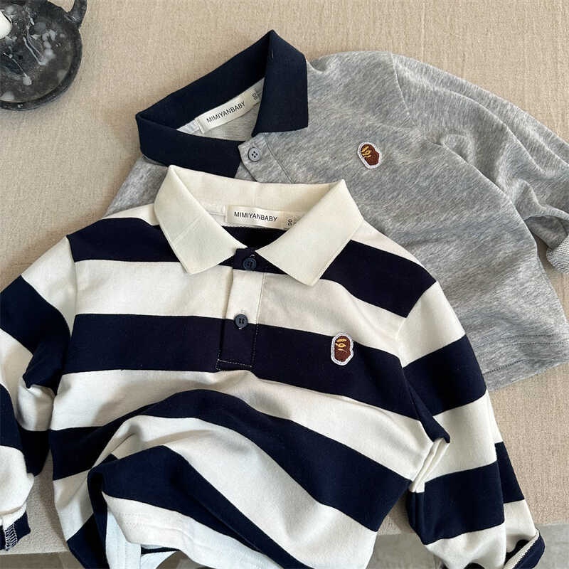 Kids' Striped Polo-Neck T-Shirt