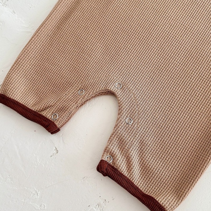 Baby Newborn Waffle Colorblock Romper