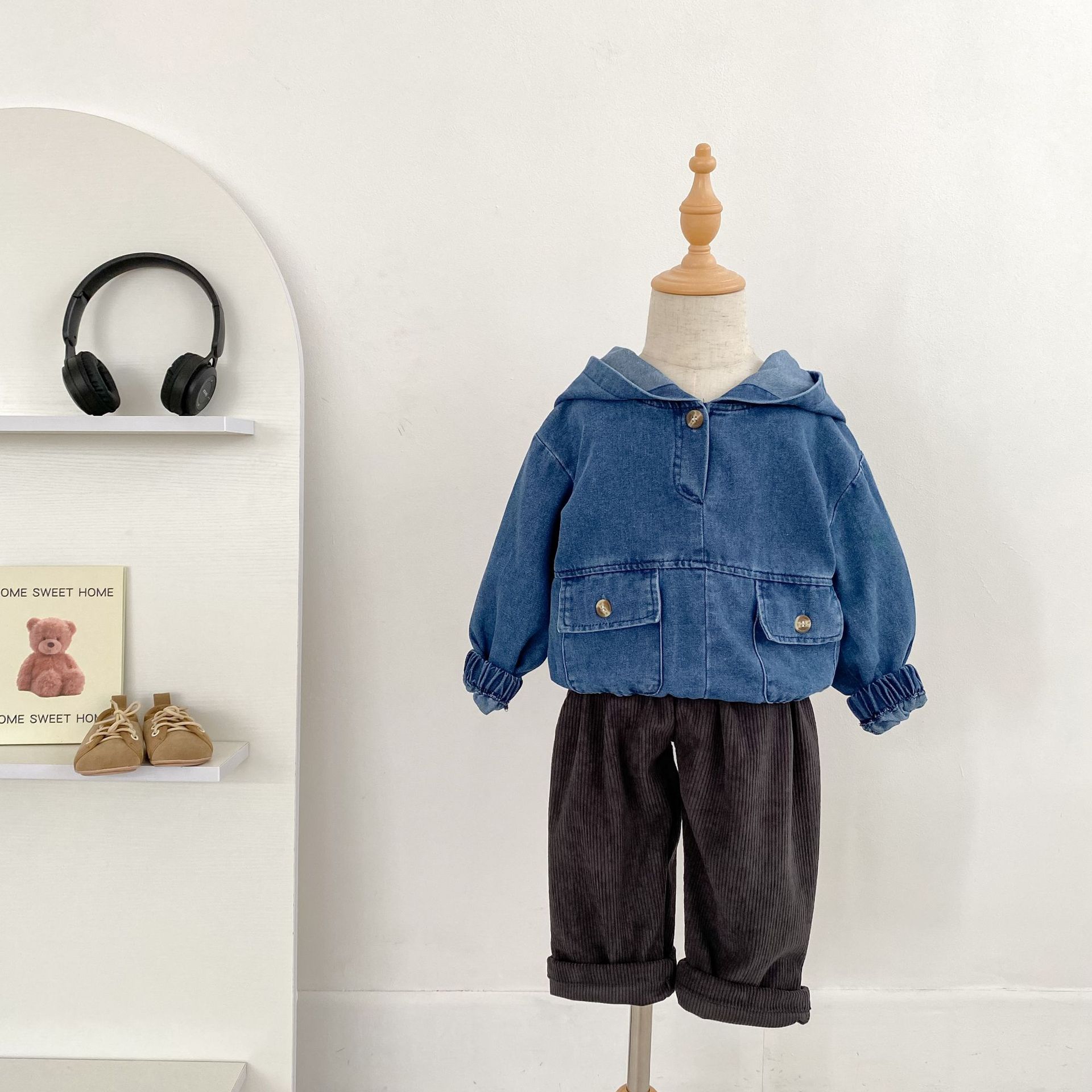 Baby & Kids Denim Hooded Pullover Jacket