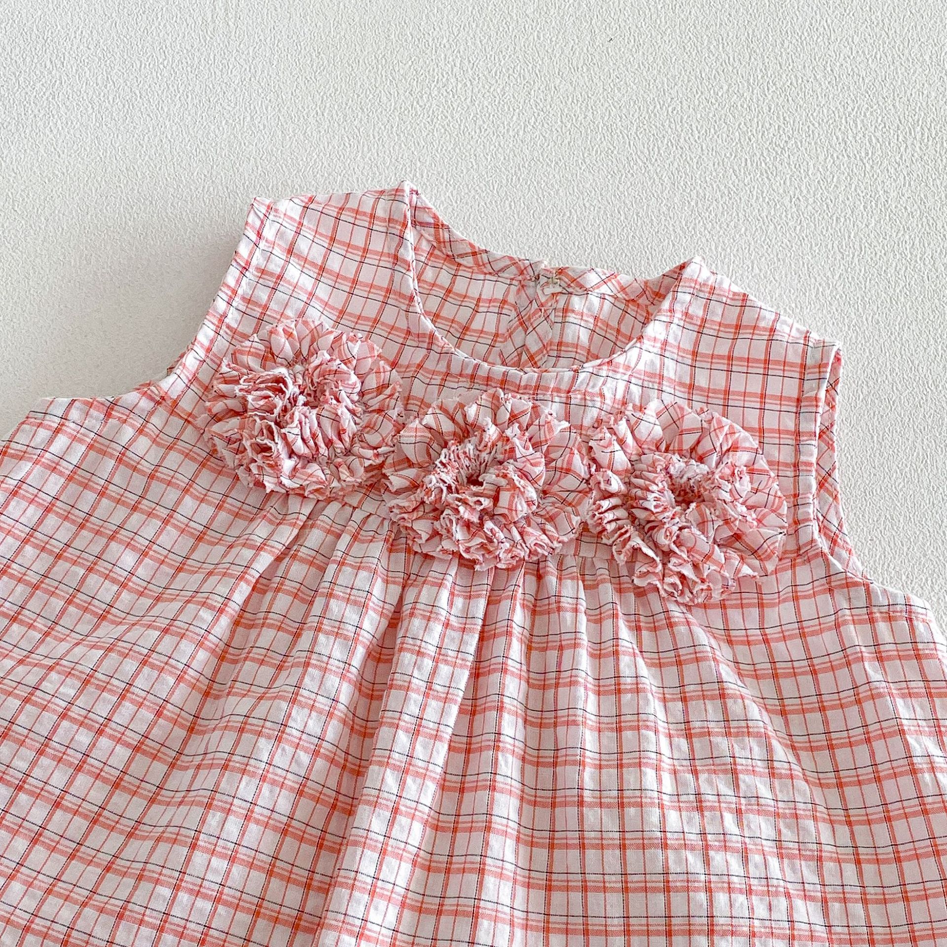 Baby & Kids Girls Flowers Plaid 2-piece Denim Set