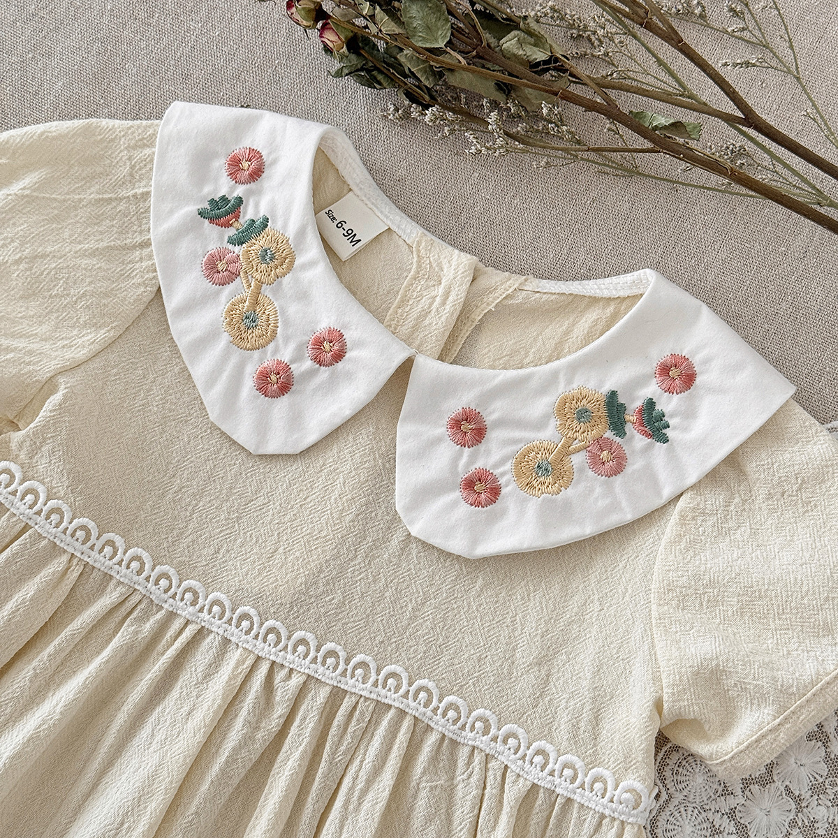 Baby Girl Embroidered Peter Pan Collar Dress