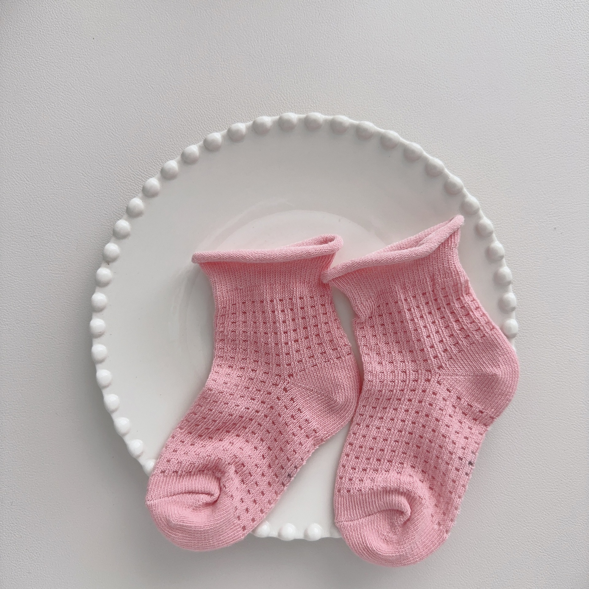 Baby& Kid Mesh Rolled-up Solid Color Socks