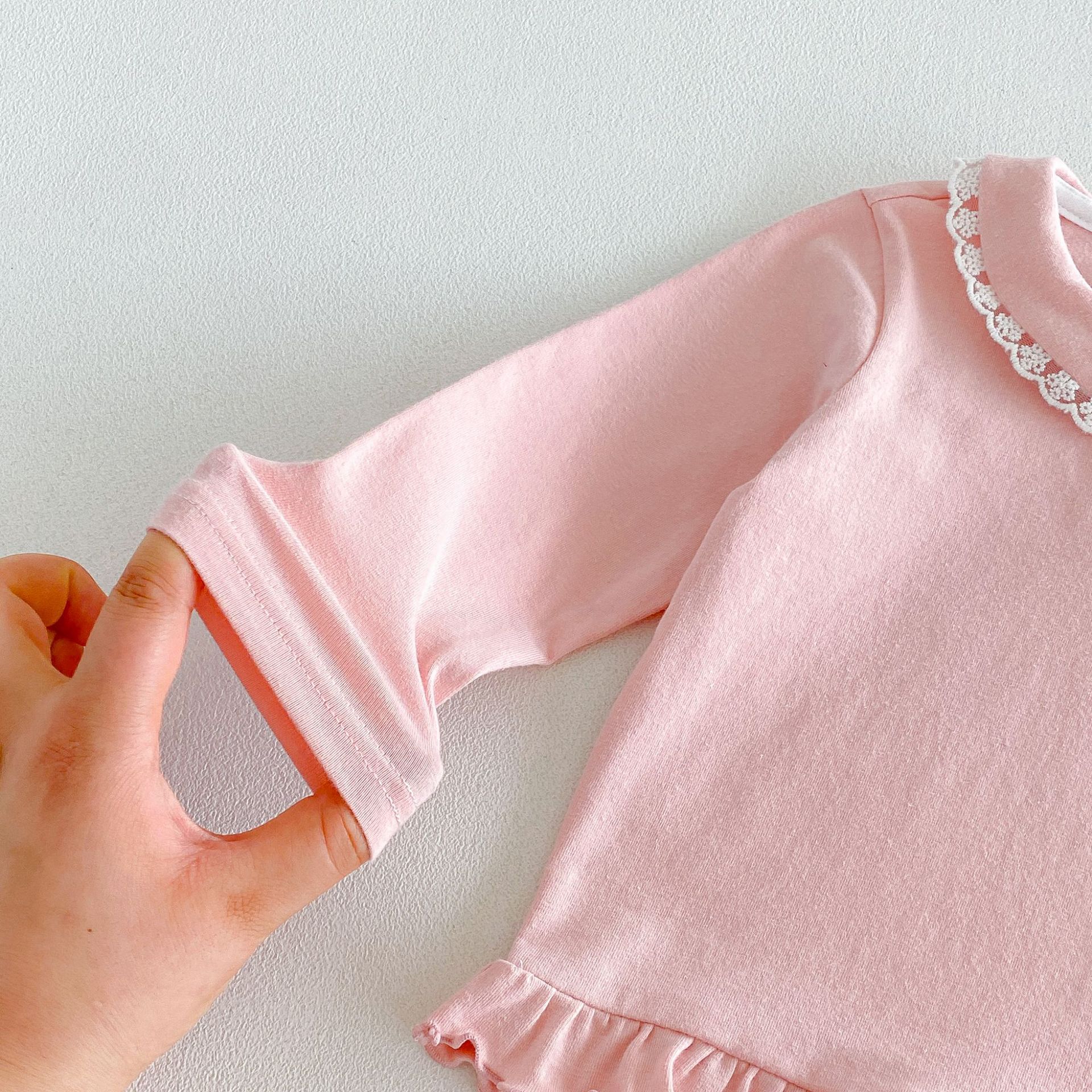 Kids Lace Lapel Polka Dots T-shirt
