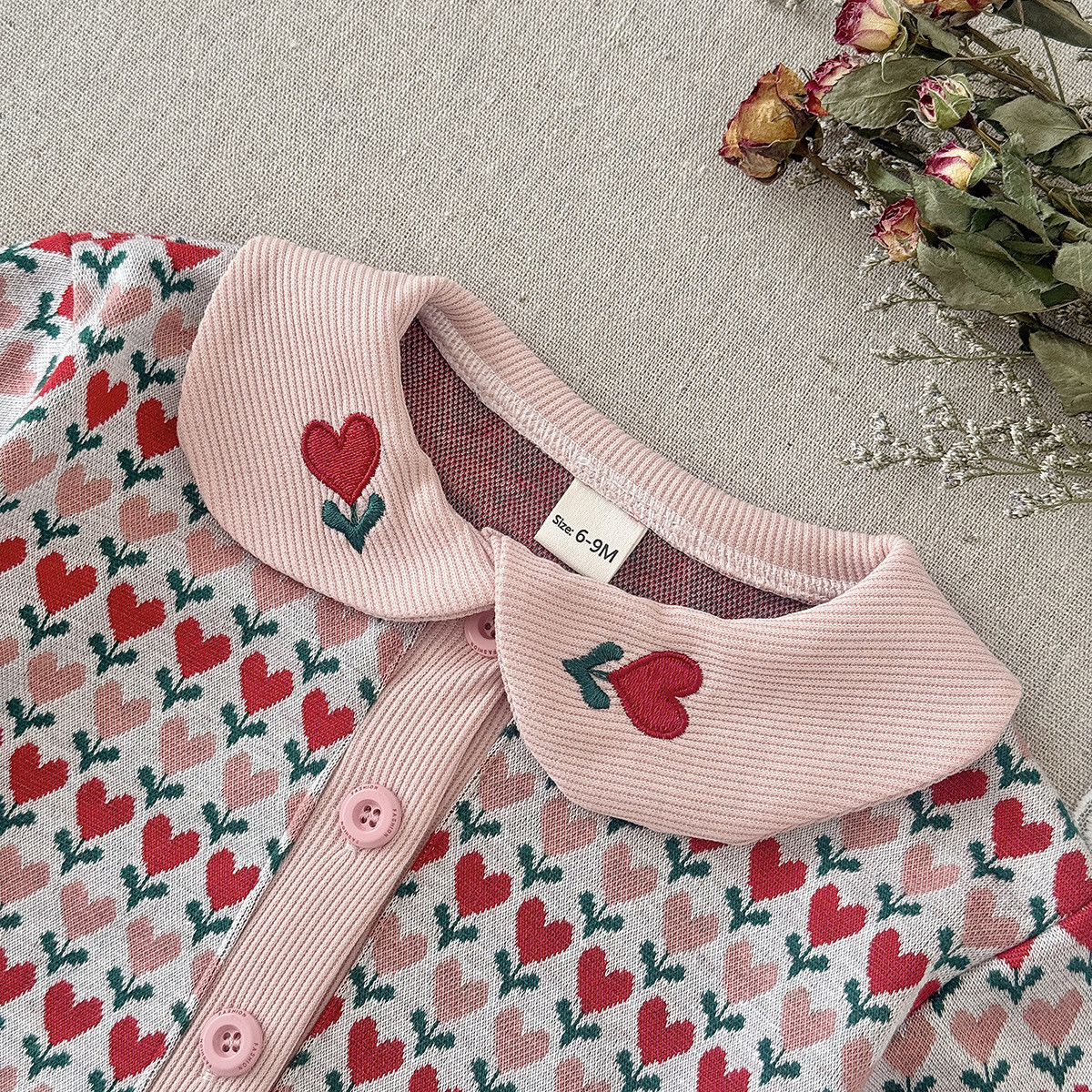 Baby Knitted Heart Flower 2-Piece Set