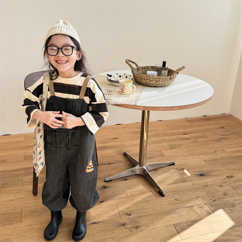 Baby Toddler Hamburger Print Denim Overall