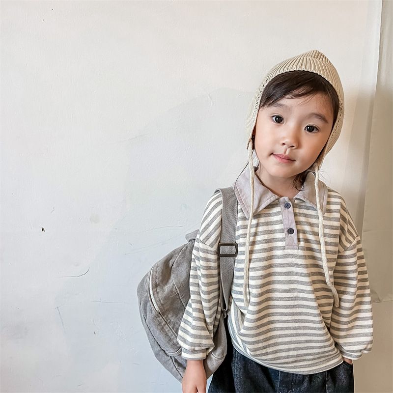 Toddler Polo Striped Casual Soft T-shirt