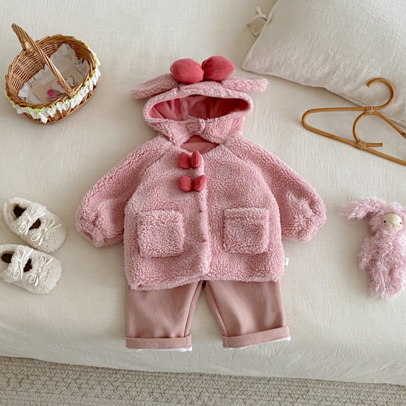 Baby & Kids' Girls' Bow-Tie Lambswool Outerwear