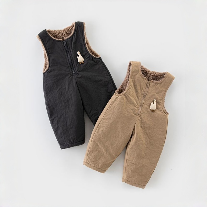 Baby & Toddler 3D Goose-Print Fleece Overalls