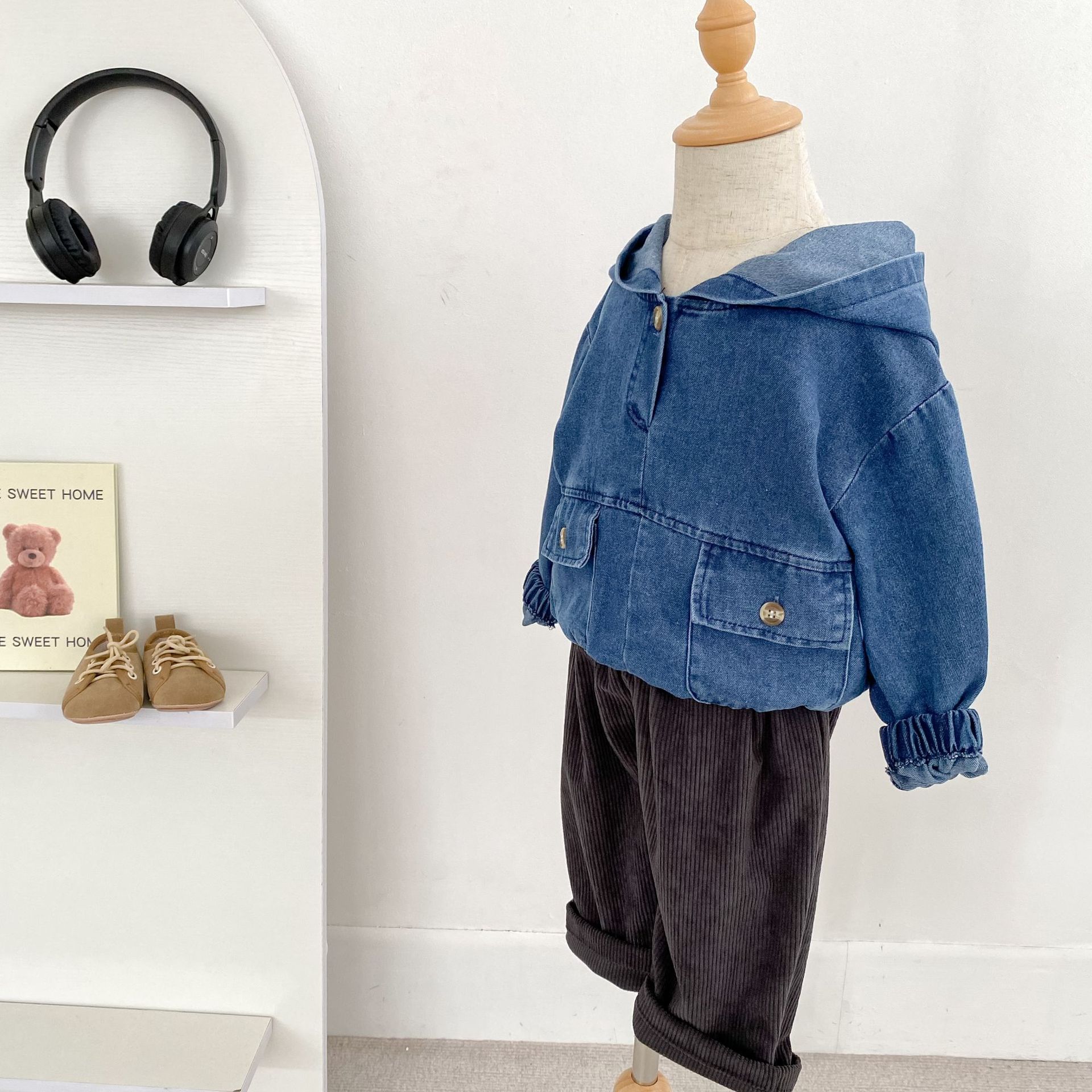 Baby & Kids Denim Hooded Pullover Jacket